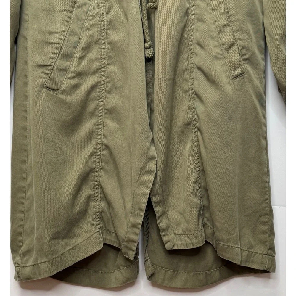 Max Jeans Duster Jacket Women S Olive Tencel Draped Utility Coat Safari Military